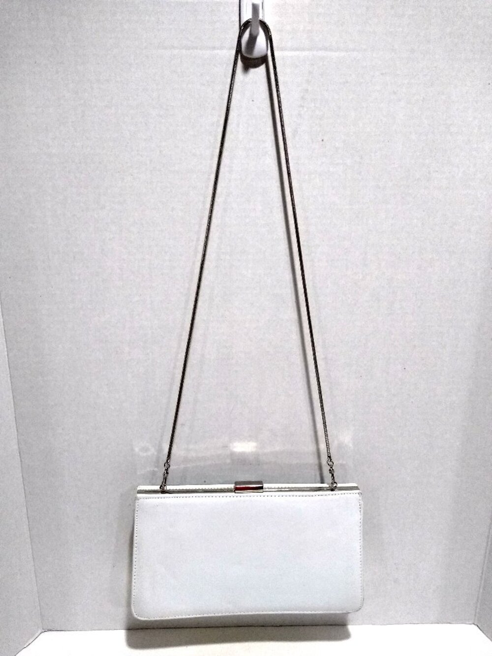 Giani Bernini White Leather Clutch/Shoulder Bag